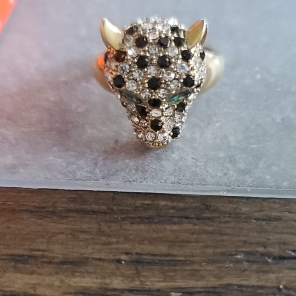 Stella & Dot | Pavé + Gold🐯Roar Cheetah Panther Cocktail Ring Retired - Picture 14 of 16